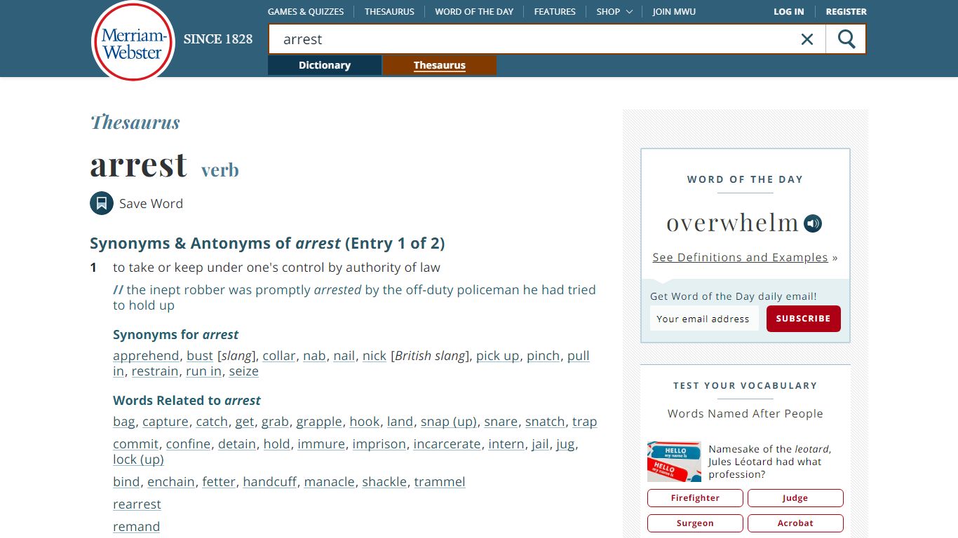 190 Synonyms & Antonyms of ARREST - Merriam-Webster